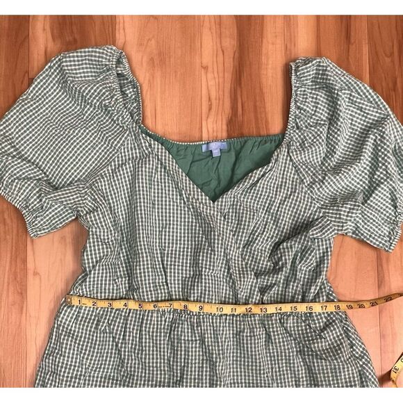 DRAPER JAMES RSVP Dress Women's Size 2X Puff Sleeve Gingham Mint Green - Picture 6 of 8